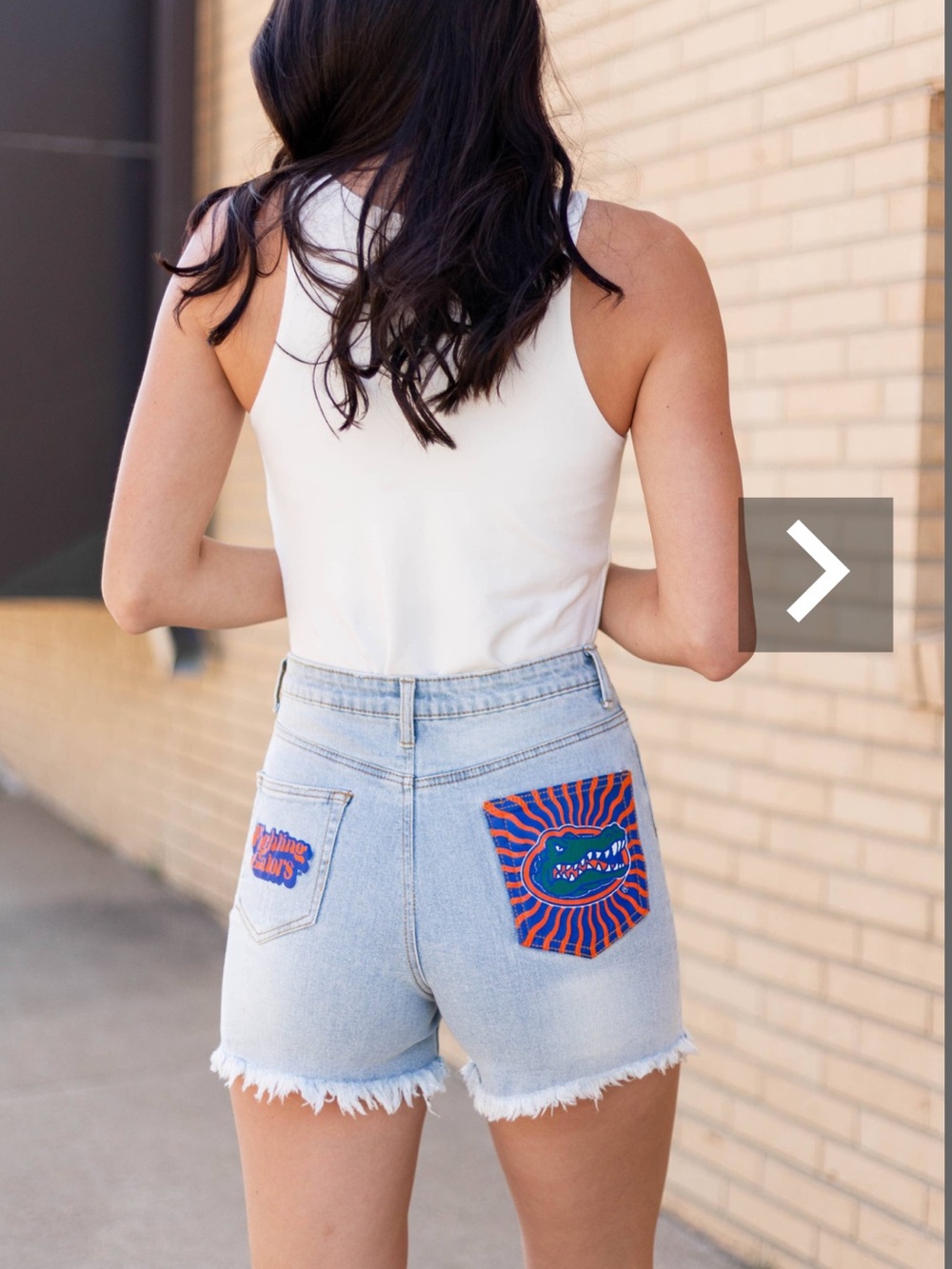 Legacy Light Wash Denim Shorts with Blue & Orange Gator Patch